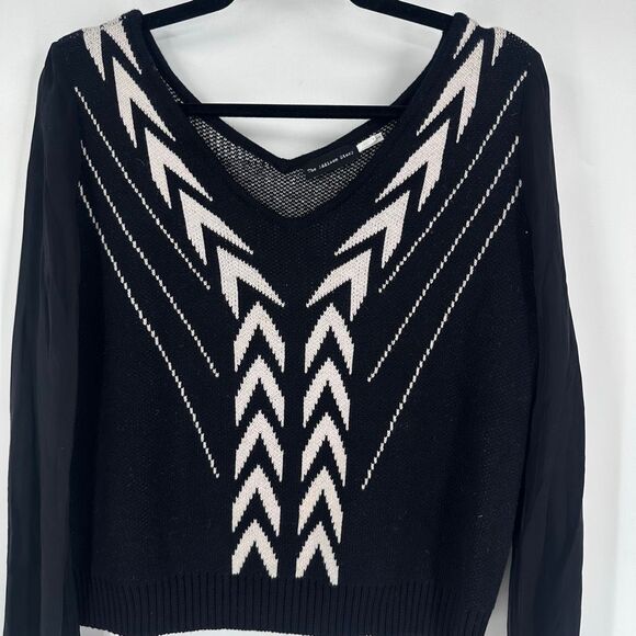 Anthropologie Black & White Addison Story V-neck Swester Size S Knit Basic - Picture 6 of 9